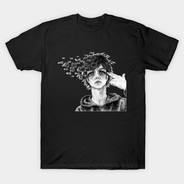 Glitching Away T-Shirt by Faded Iris